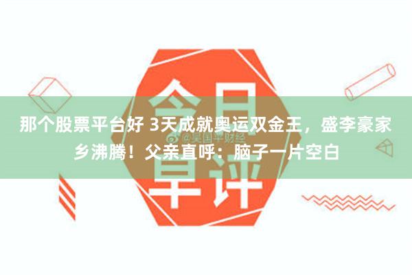 那个股票平台好 3天成就奥运双金王，盛李豪家乡沸腾！父亲直呼：脑子一片空白